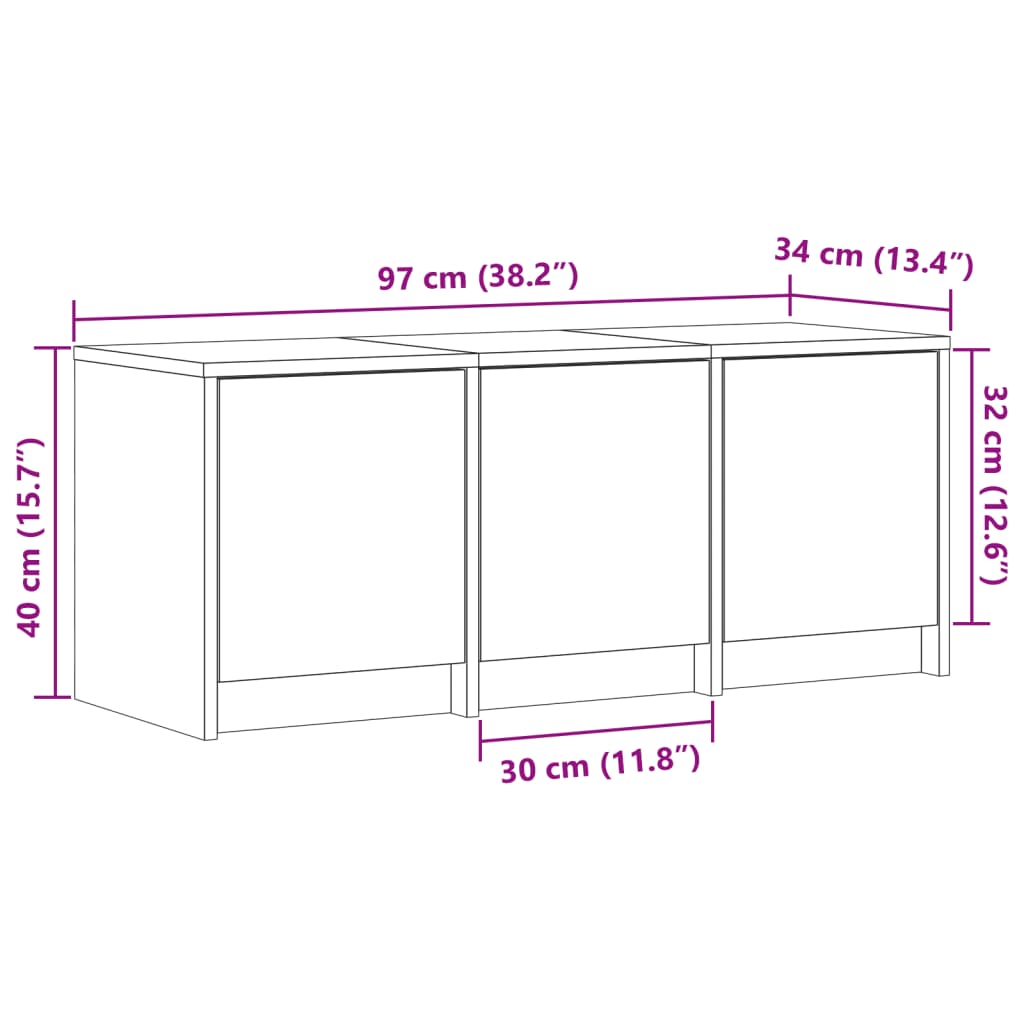 TV ormarić s LED svjetlima boja hrasta 97x34x40 cm drveni