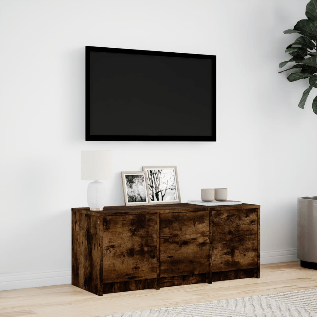 TV ormarić s LED svjetlima boja hrasta 97x34x40 cm drveni