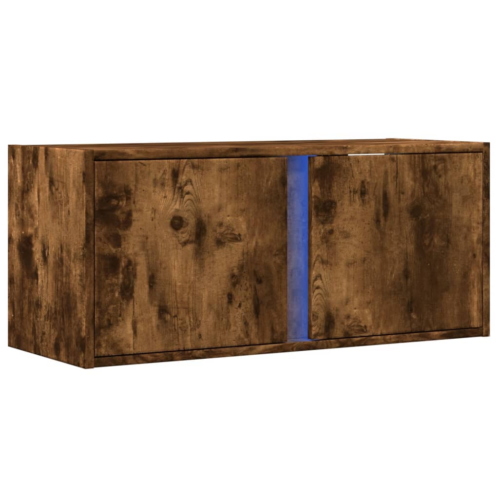 Zidni TV ormarić s LED svjetlima boja hrasta 80x31x35 cm
