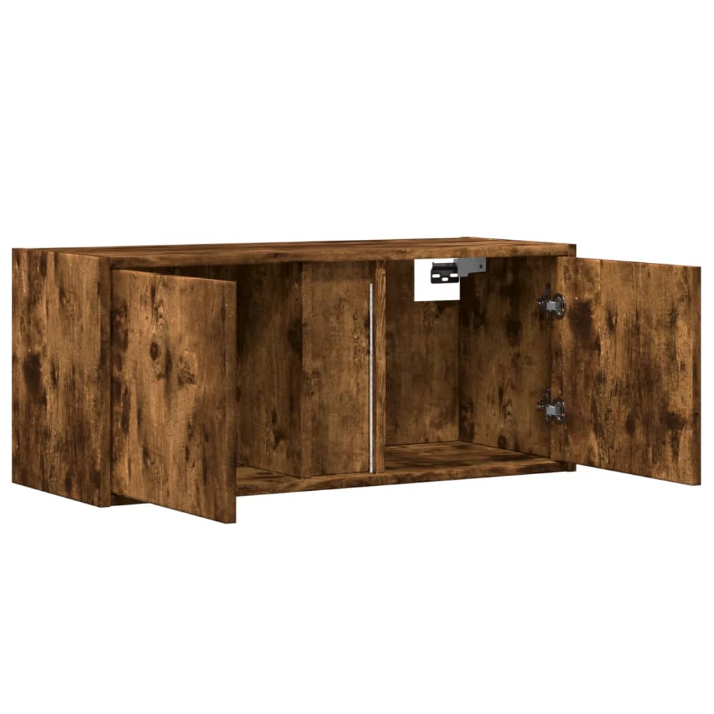 Zidni TV ormarić s LED svjetlima boja hrasta 80x31x35 cm