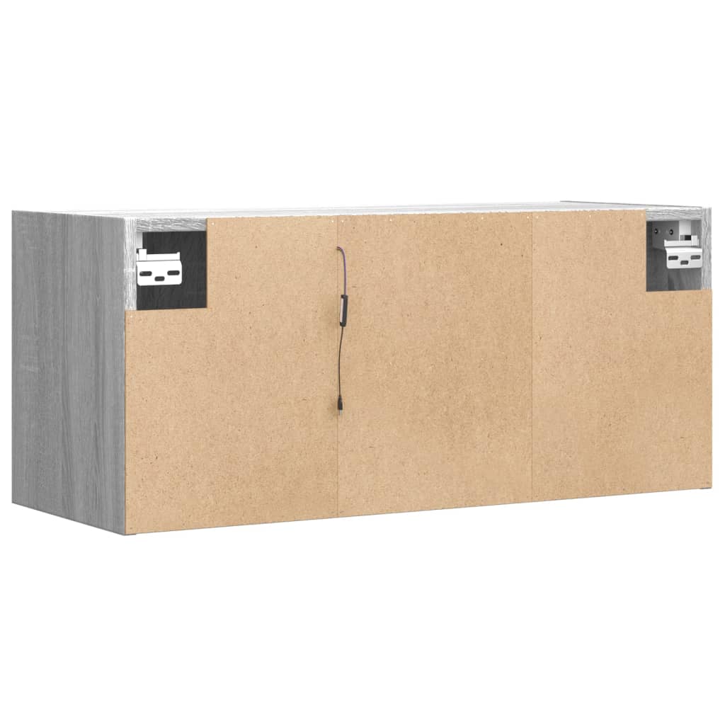 Zidni TV ormarić s LED svjetlima siva boja hrasta 80x31x35 cm