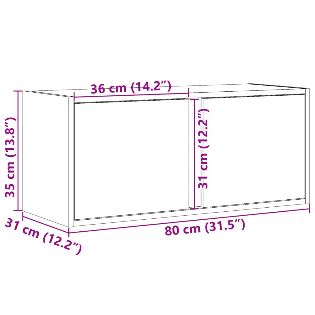 Zidni TV ormarić LED smeđa boja hrasta 80x31x35 cm
