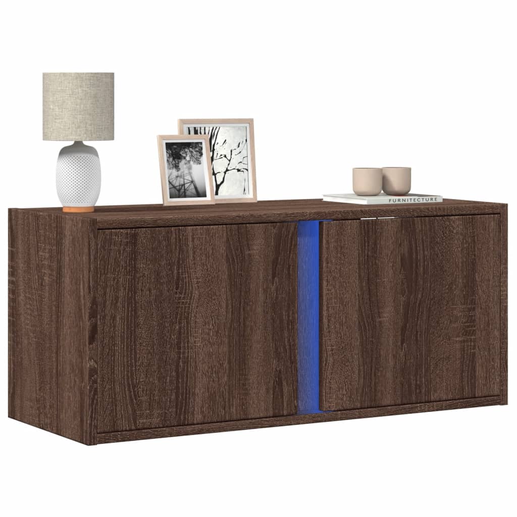 Zidni TV ormarić LED smeđa boja hrasta 80x31x35 cm
