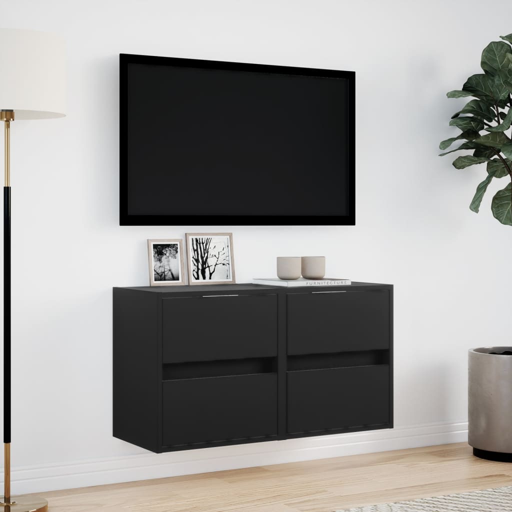 Zidni TV ormarići s LED svjetlima 2 kom crni 41x31x45 cm