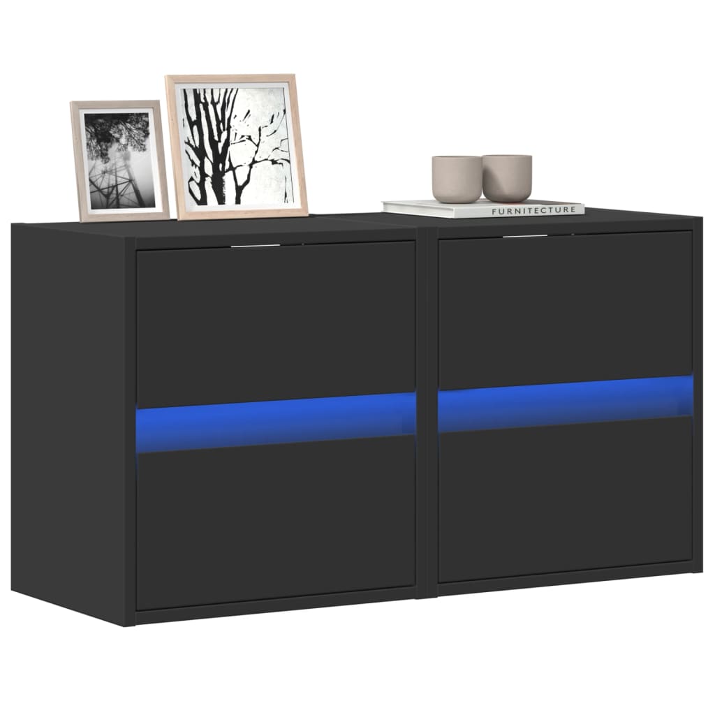 Zidni TV ormarići s LED svjetlima 2 kom crni 41x31x45 cm