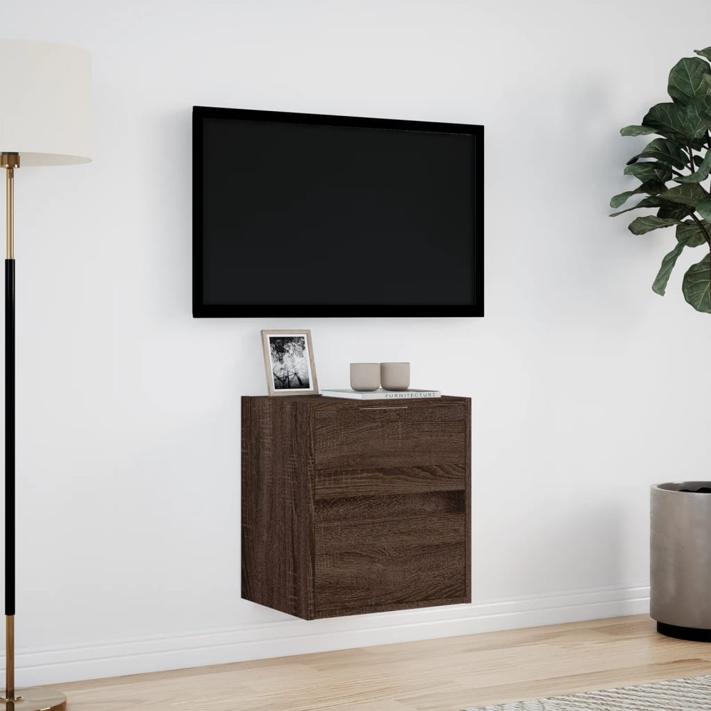 Zidni TV ormarić s LED svjetlima boja hrasta 41x31x45 cm