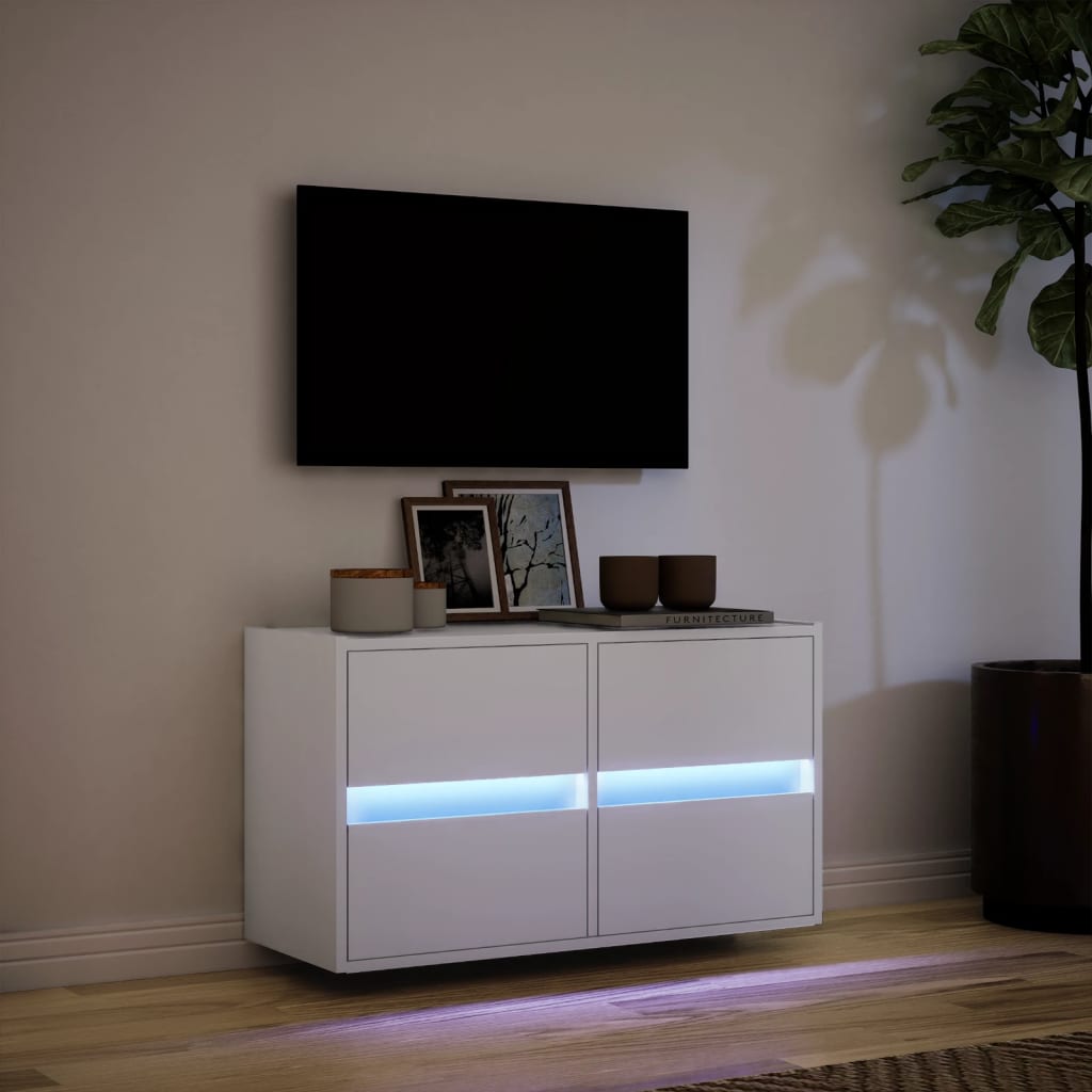 Zidni TV ormarić s LED svjetlima bijeli 80 x 31 x 45 cm