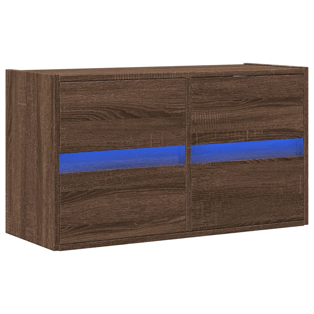 Zidni TV ormarić s LED svjetlima smeđa boja hrasta 80x31x45 cm