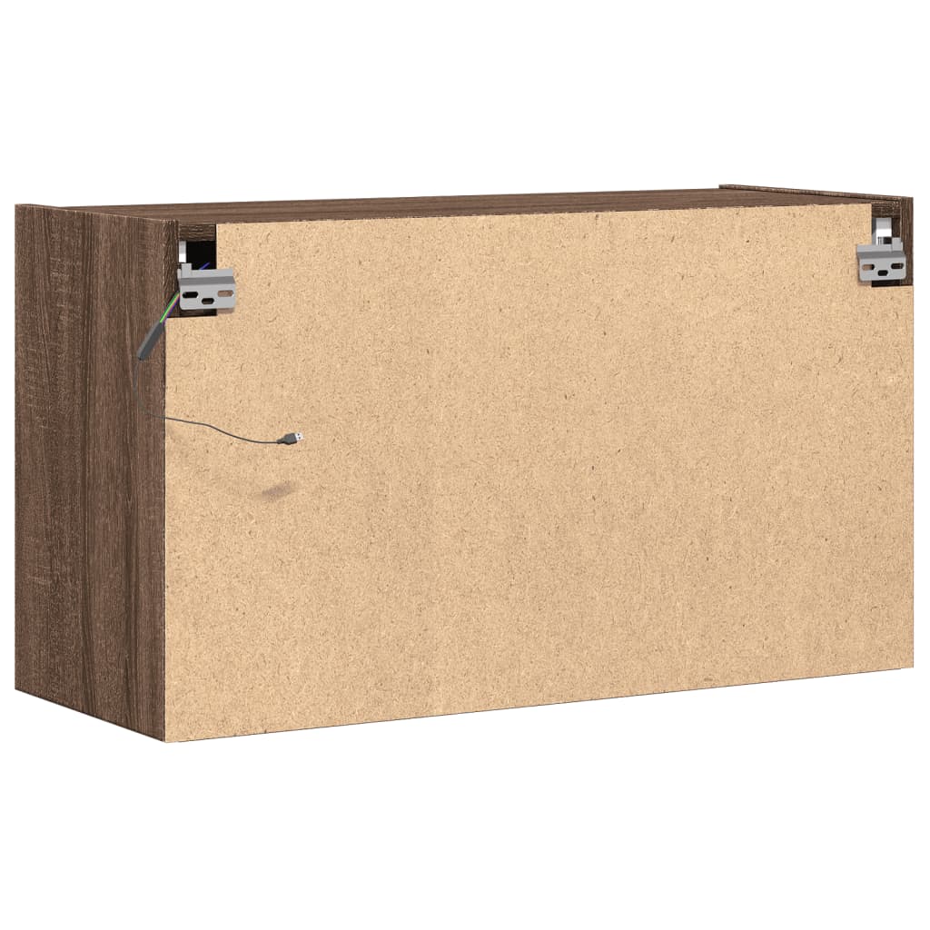 Zidni TV ormarić s LED svjetlima smeđa boja hrasta 80x31x45 cm