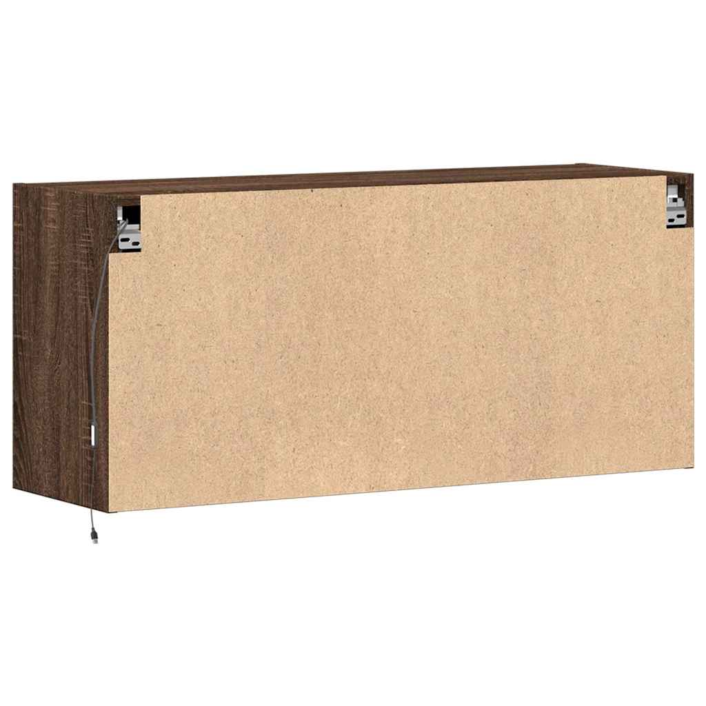 Zidni TV ormarić s LED svjetlima smeđa boja hrasta 100x31x45 cm