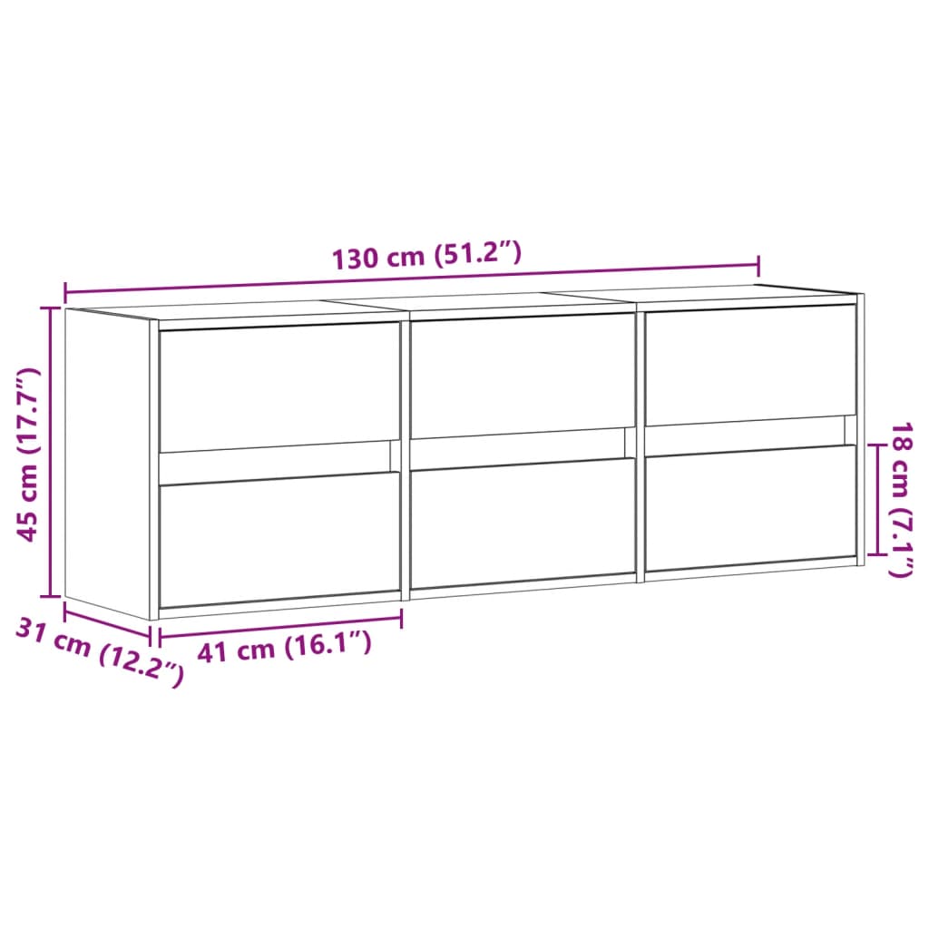 Zidni TV ormarić LED boja dimljenog hrasta 130x31x45 cm