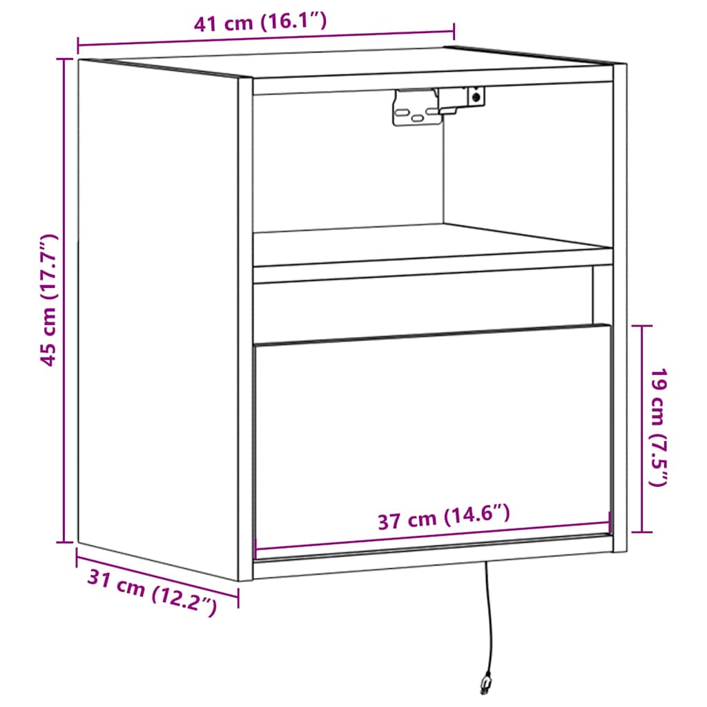 Zidni TV ormarići s LED svjetlima 2 kom crni 41x31x45 cm