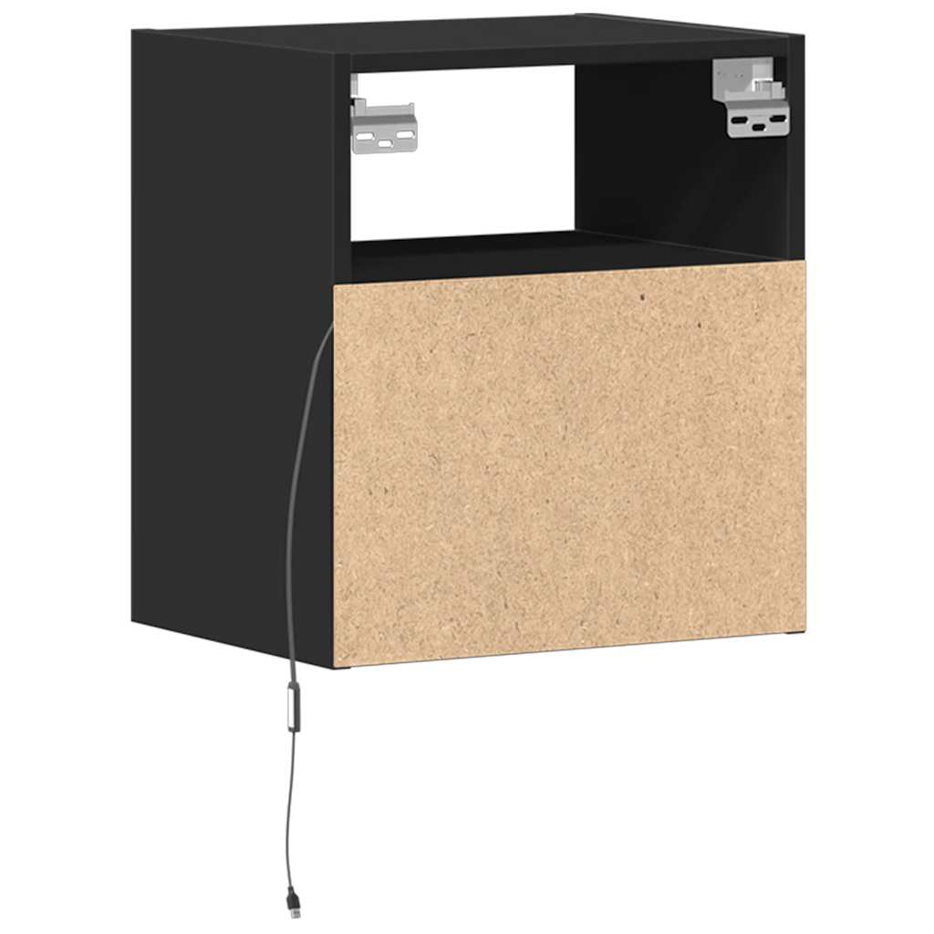 Zidni TV ormarići s LED svjetlima 2 kom crni 41x31x45 cm