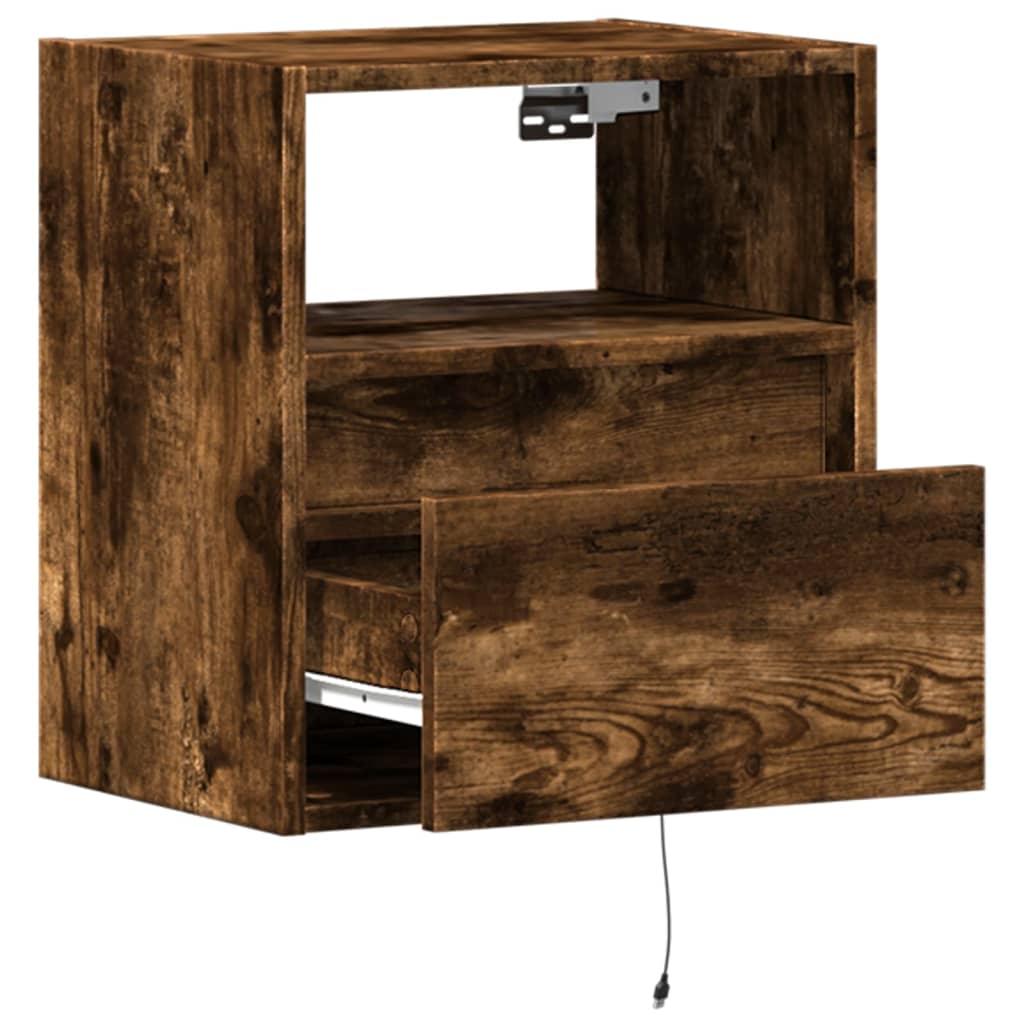 Zidni TV ormarić s LED svjetlima boja hrasta 41x31x45 cm