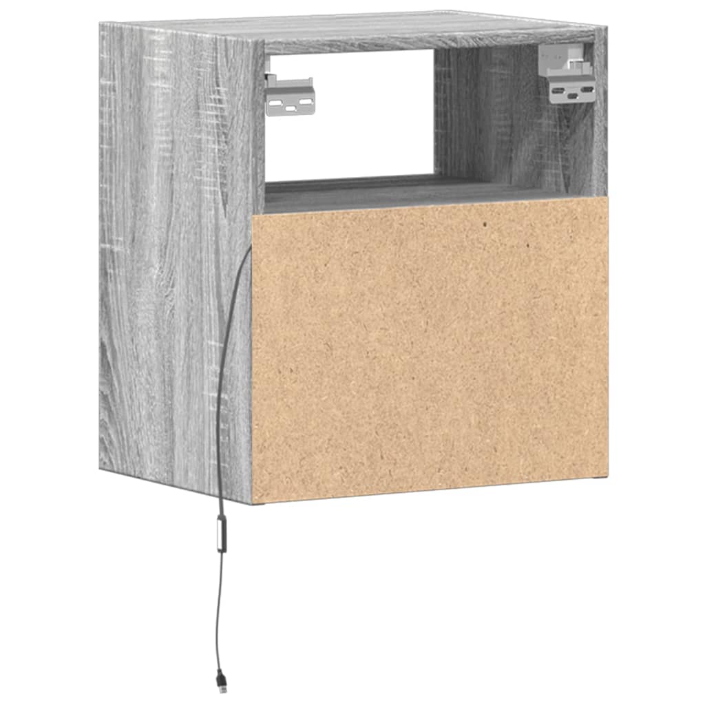 Zidni TV ormarić s LED svjetlima siva boja hrasta 41x31x45 cm
