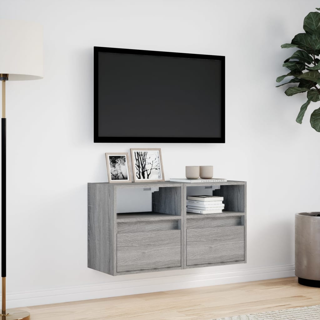 Zidni TV ormarići LED 2 kom siva boja hrasta 41x31x45 cm