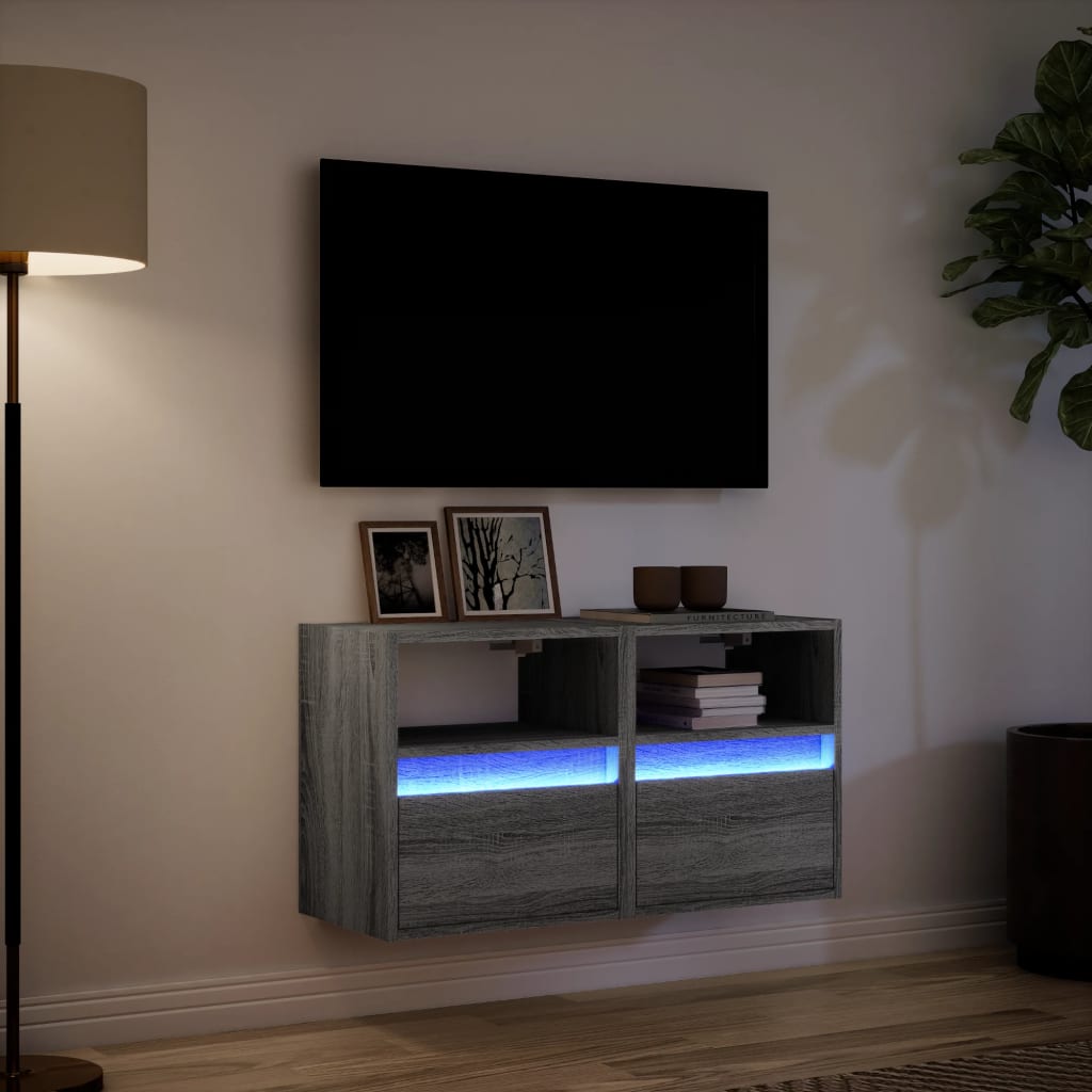 Zidni TV ormarići LED 2 kom siva boja hrasta 41x31x45 cm