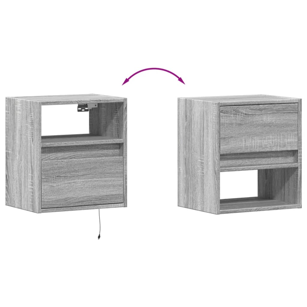 Zidni TV ormarići LED 2 kom siva boja hrasta 41x31x45 cm