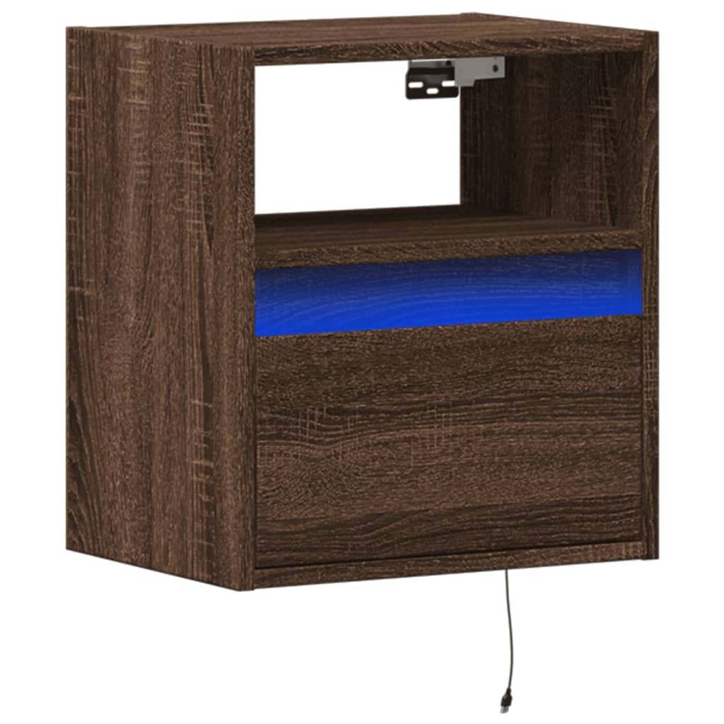 Zidni TV ormarić s LED svjetlima boja hrasta 41x31x45 cm