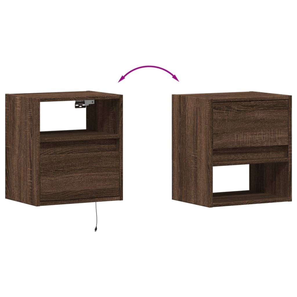 Zidni TV ormarić s LED svjetlima boja hrasta 41x31x45 cm