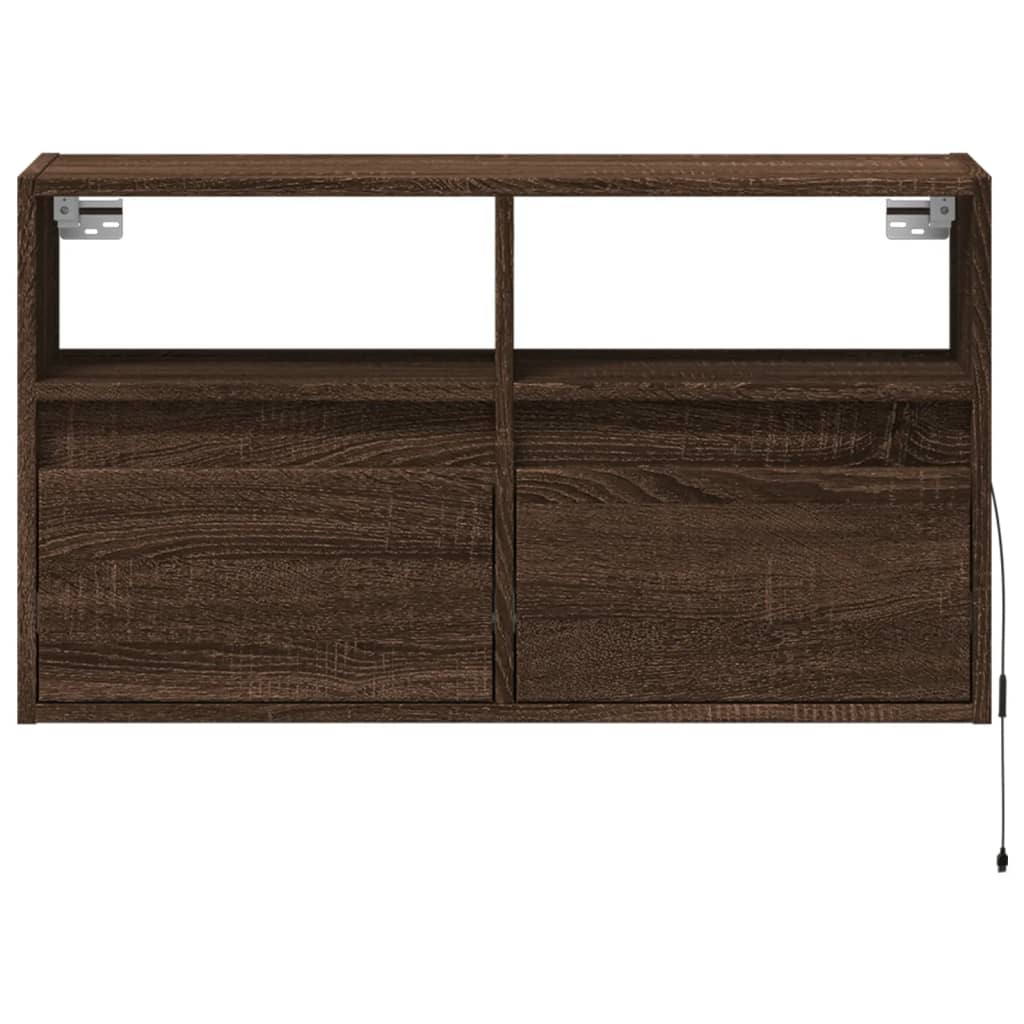 Zidni TV ormarić s LED svjetlima smeđa boja hrasta 80x31x45 cm