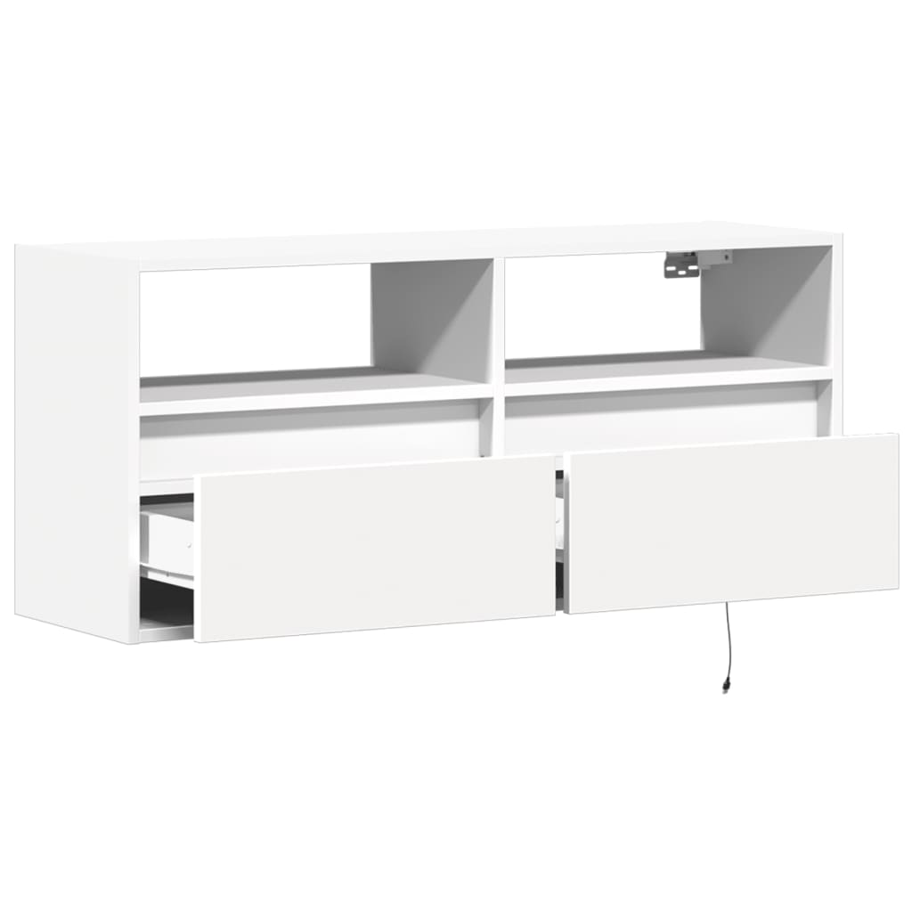 Zidni TV ormarić s LED svjetlima bijeli 100x31x45 cm