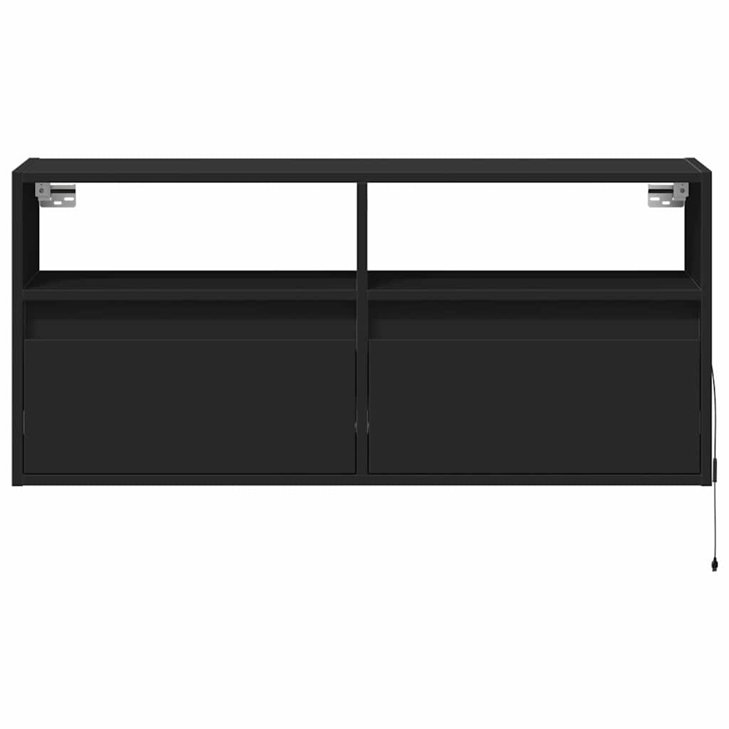 Zidni TV ormarić s LED svjetlima crni 100x31x45 cm