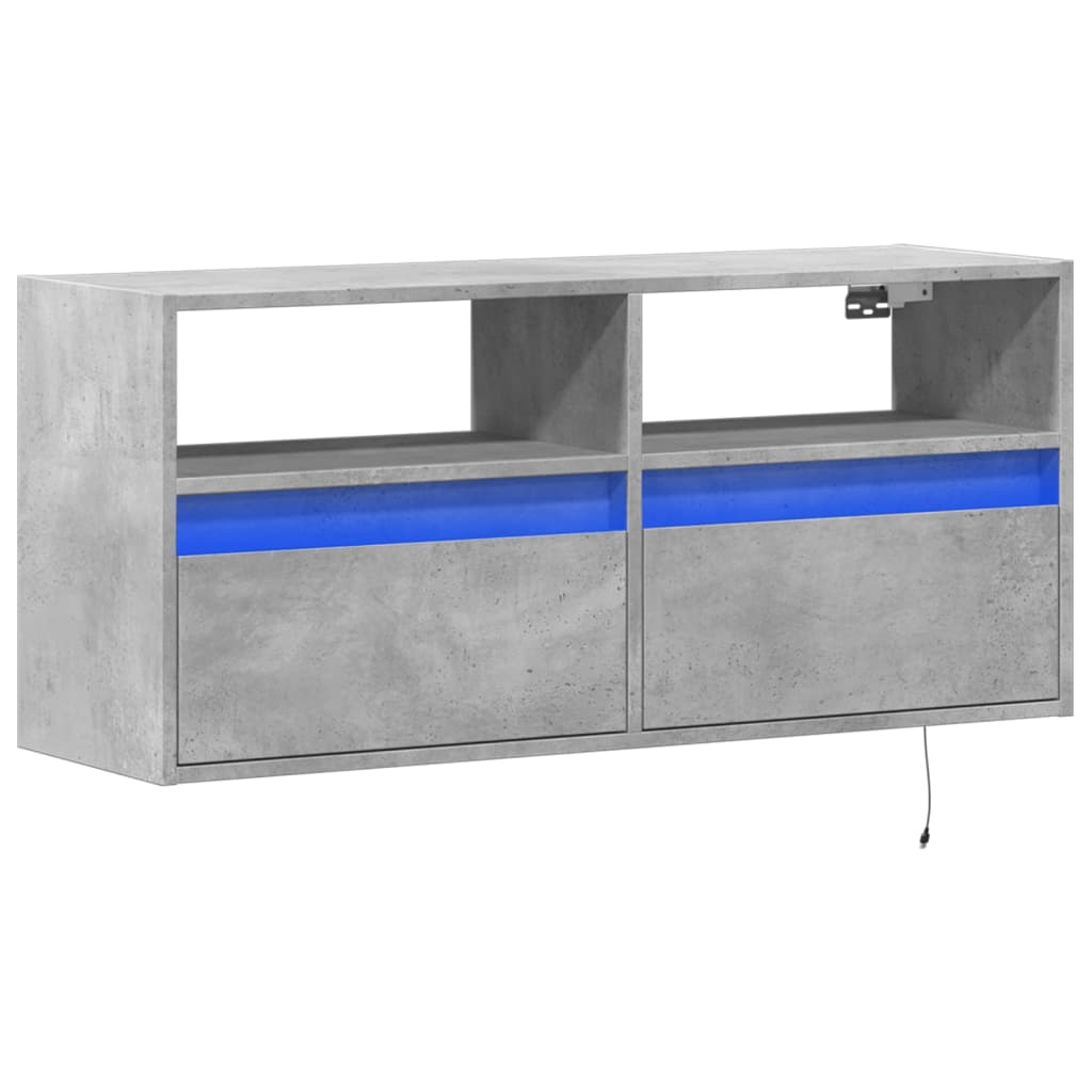 Zidni TV ormarić s LED svjetlima boja betona 100x31x45 cm