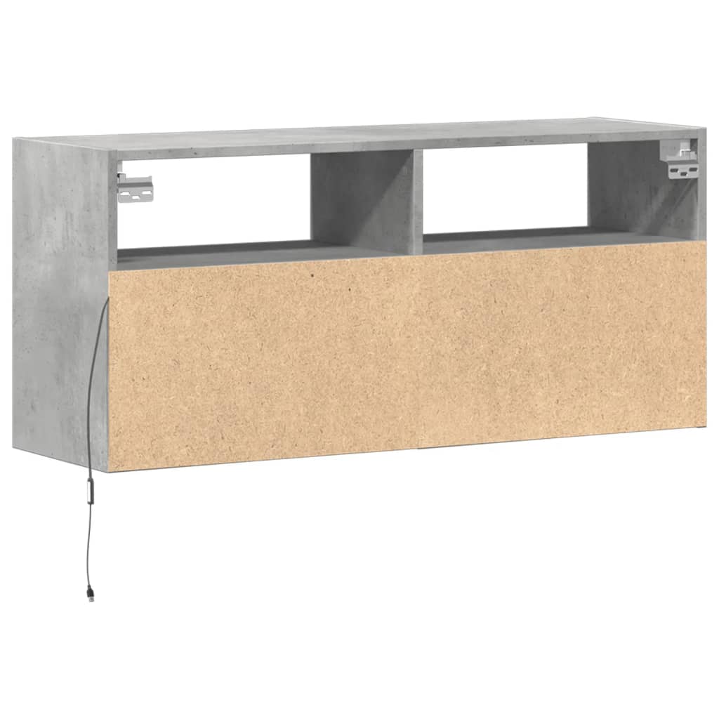 Zidni TV ormarić s LED svjetlima boja betona 100x31x45 cm