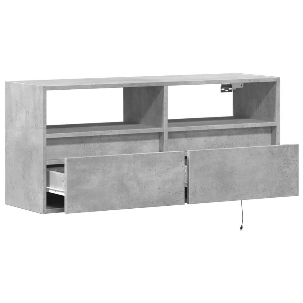 Zidni TV ormarić s LED svjetlima boja betona 100x31x45 cm