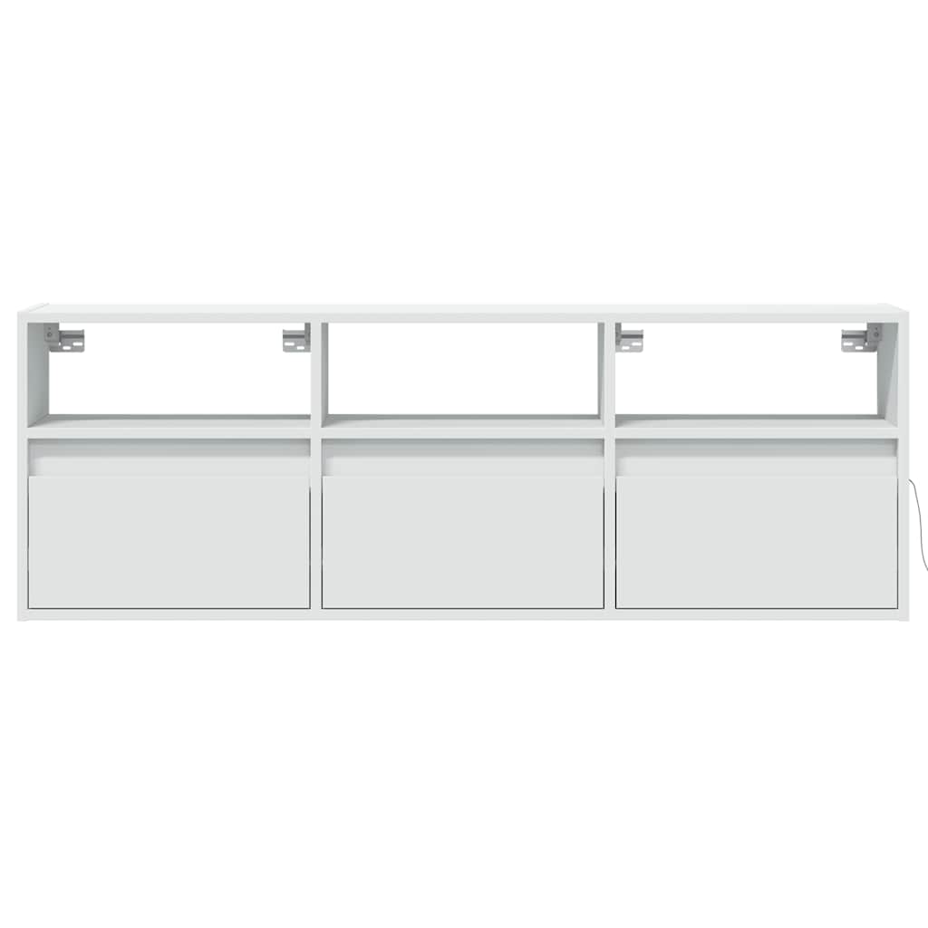 Zidni TV ormarić s LED svjetlima bijeli 130x31x45 cm