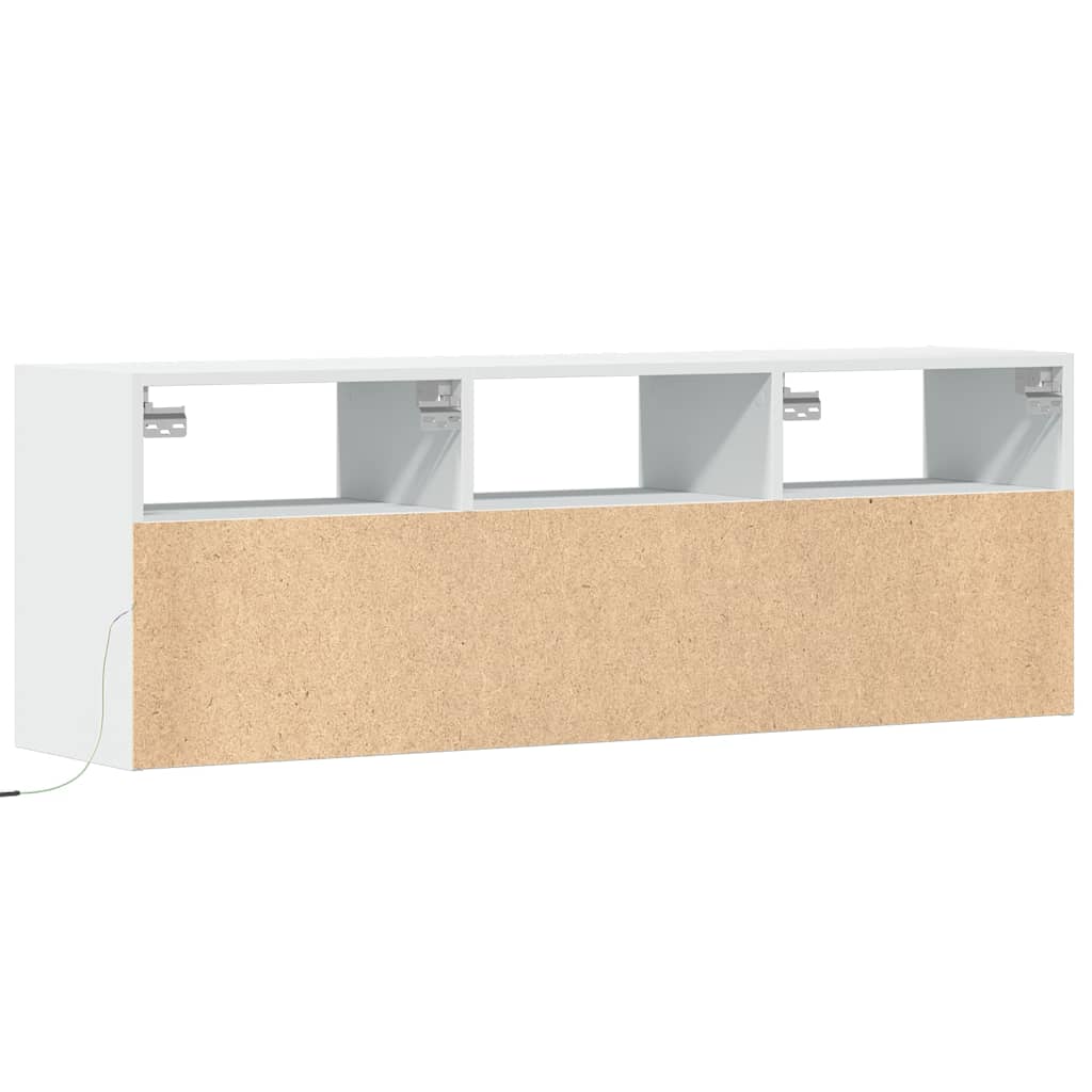Zidni TV ormarić s LED svjetlima bijeli 130x31x45 cm