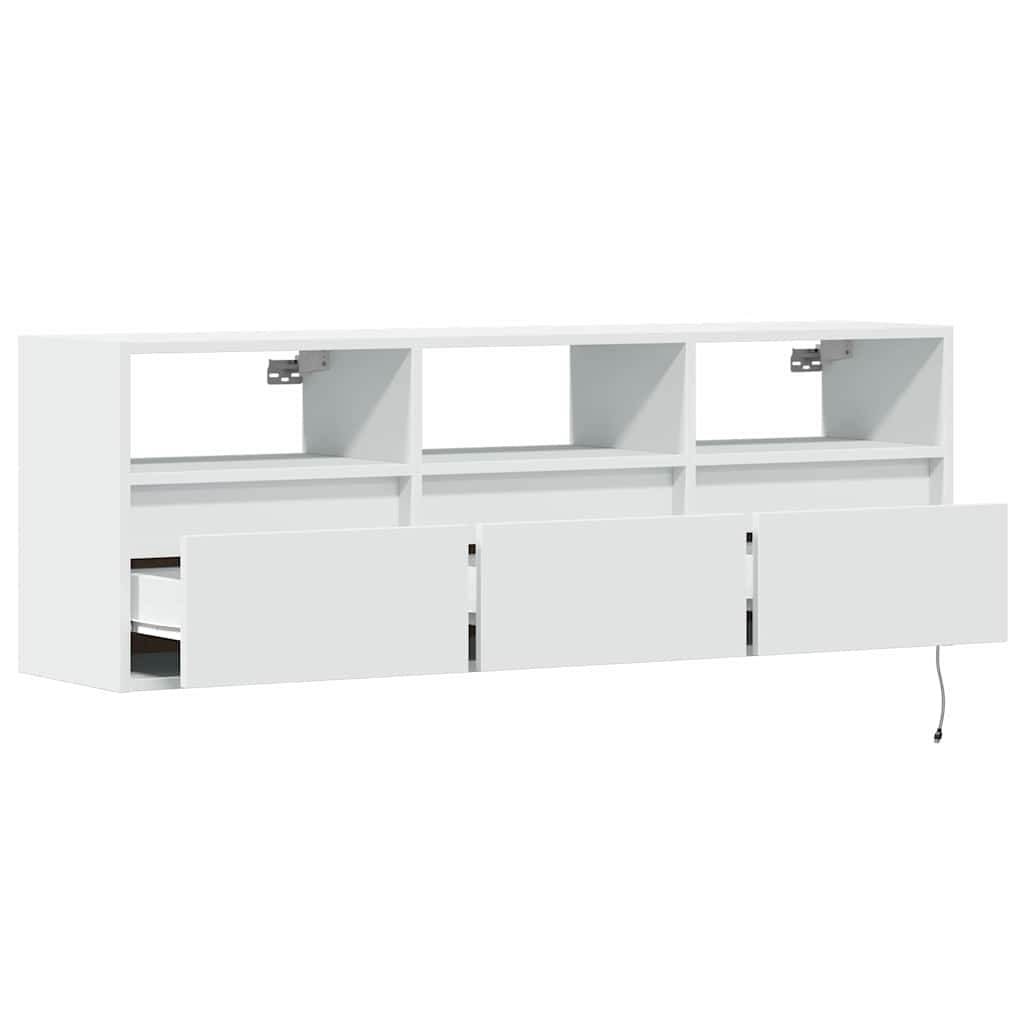 Zidni TV ormarić s LED svjetlima bijeli 130x31x45 cm