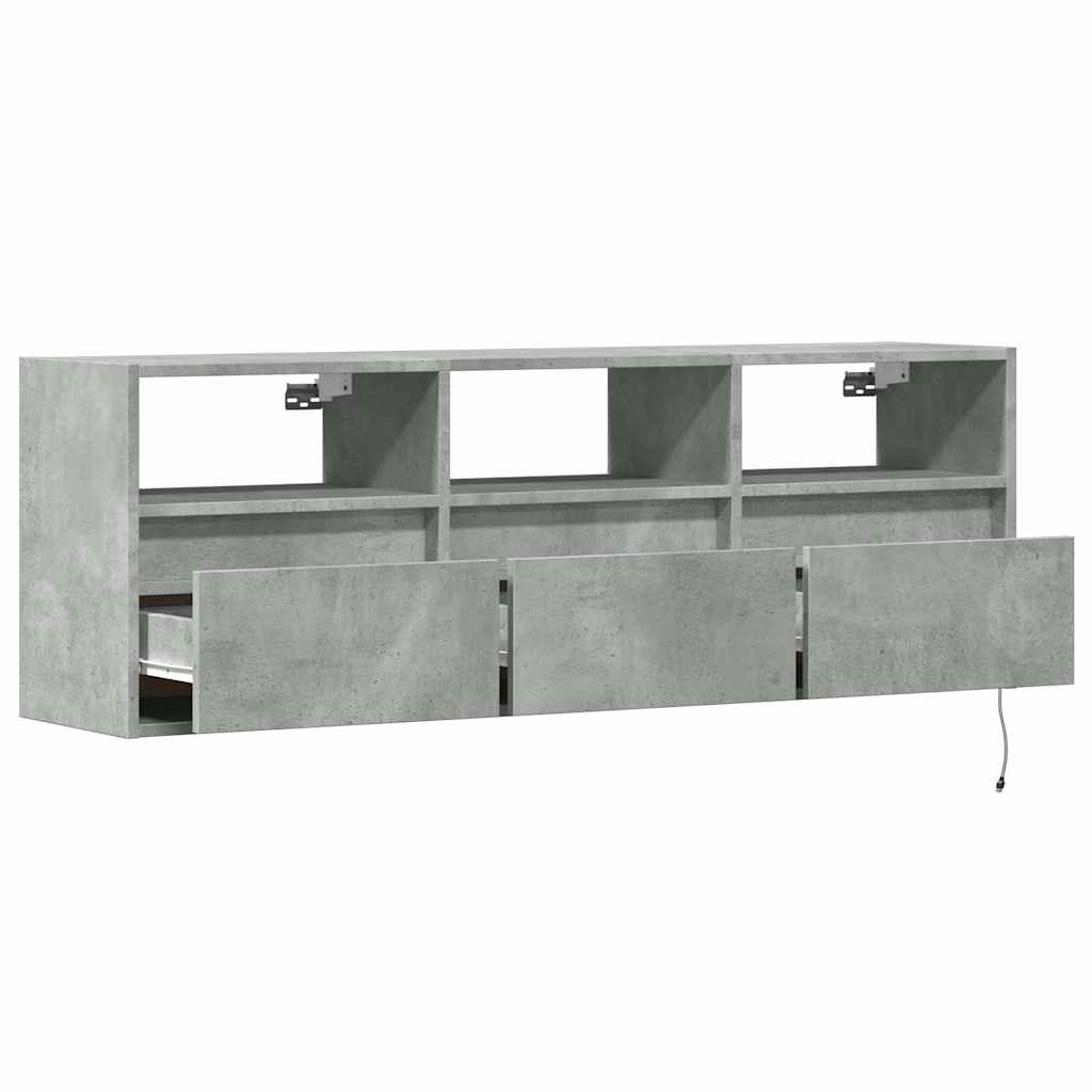 Zidni TV ormarić s LED svjetlima boja betona 130 x 31 x 45 cm