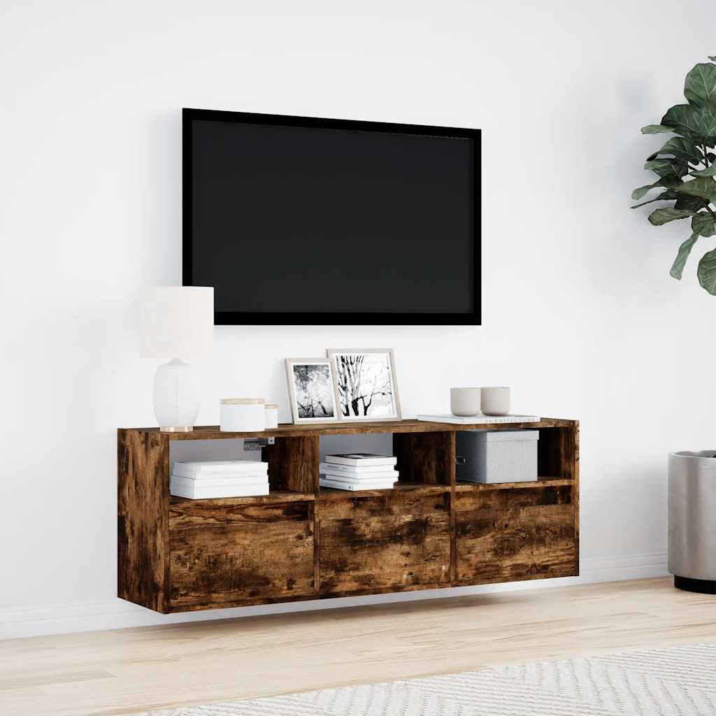 Zidni TV ormarić LED boja dimljenog hrasta 130x31x45 cm