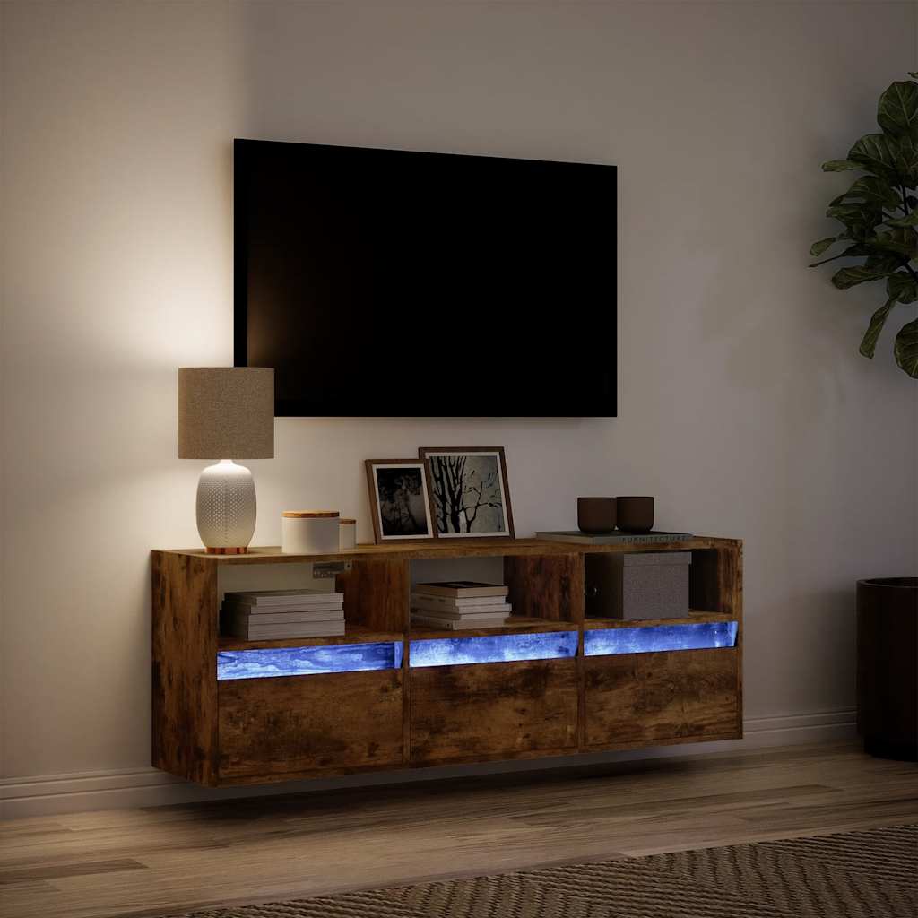 Zidni TV ormarić LED boja dimljenog hrasta 130x31x45 cm