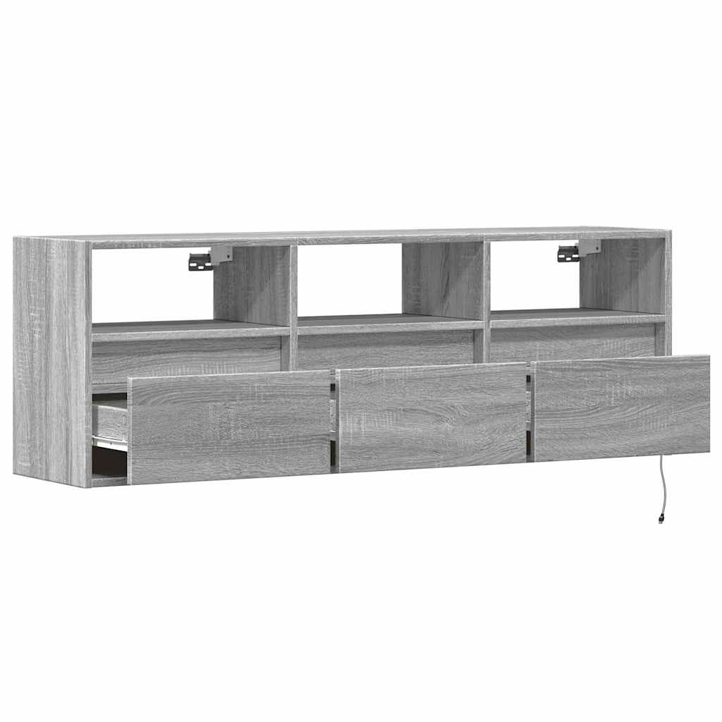 Zidni TV ormarić s LED svjetlima boja hrasta 130x31x45 cm