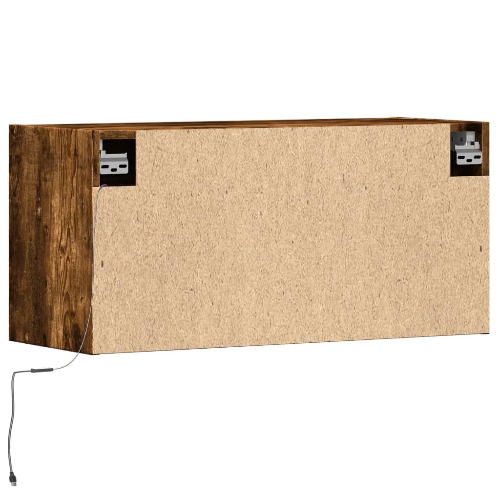 Zidni TV ormarić s LED svjetlima boja hrasta 80x31x38 cm