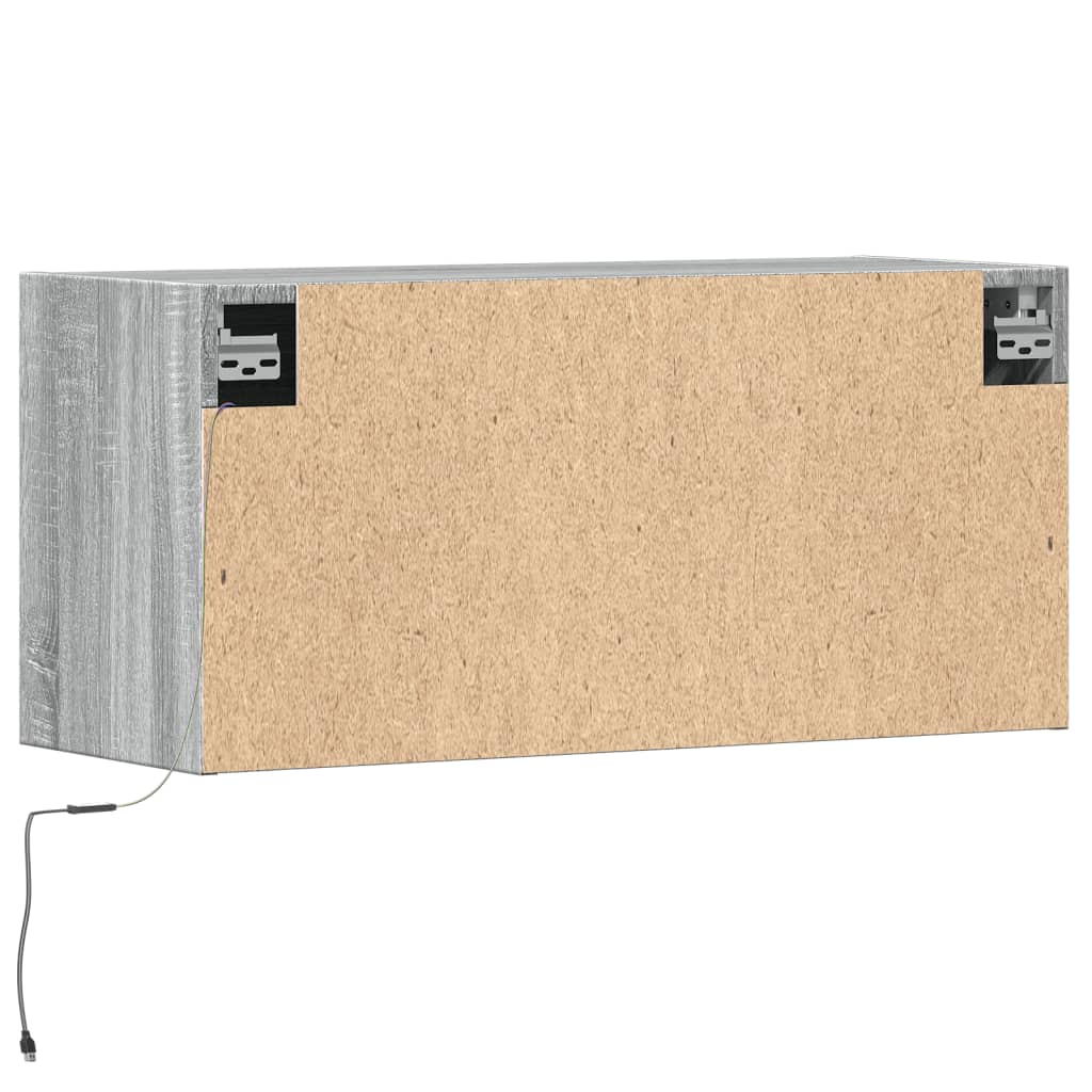 Zidni TV ormarić s LED svjetlima siva boja hrasta 80x31x38 cm