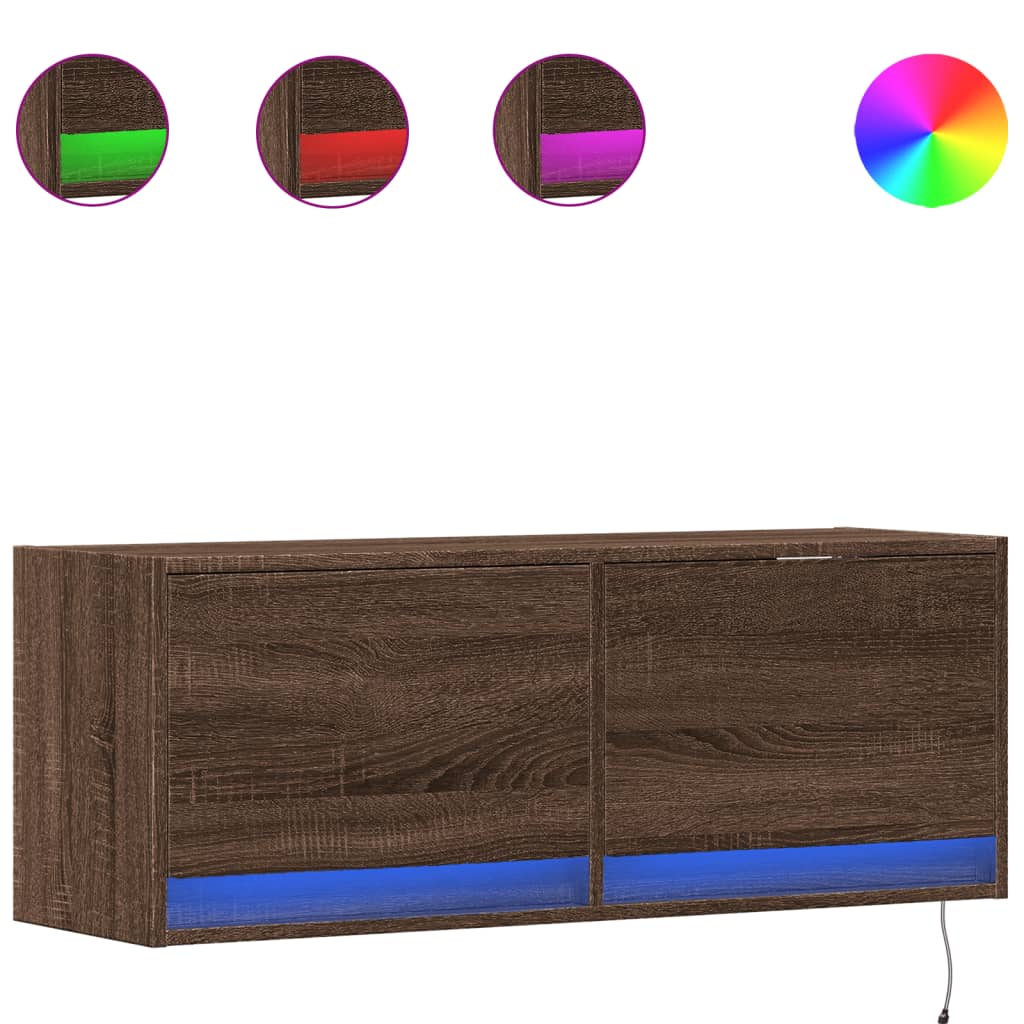 Zidni TV ormarić LED smeđa boja hrasta 100x31x38 cm