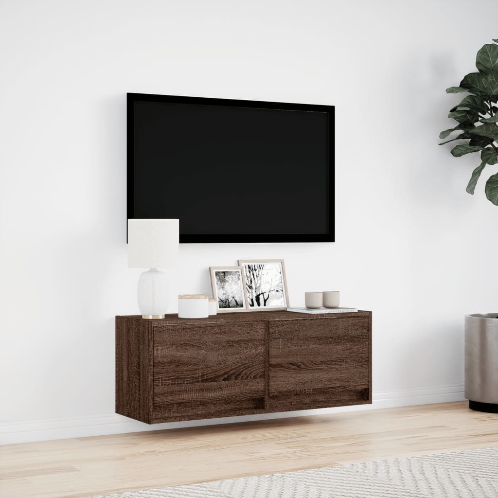 Zidni TV ormarić LED smeđa boja hrasta 100x31x38 cm