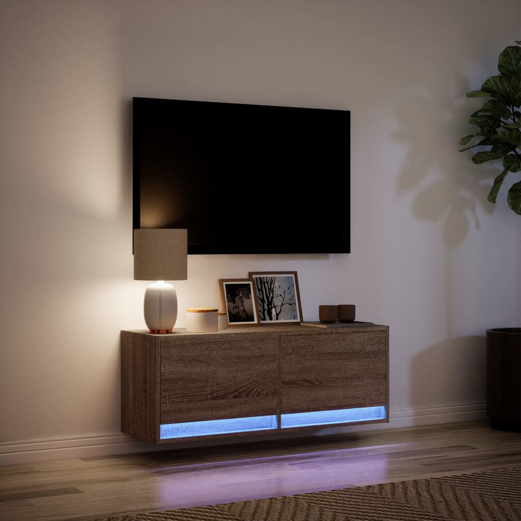 Zidni TV ormarić LED smeđa boja hrasta 100x31x38 cm
