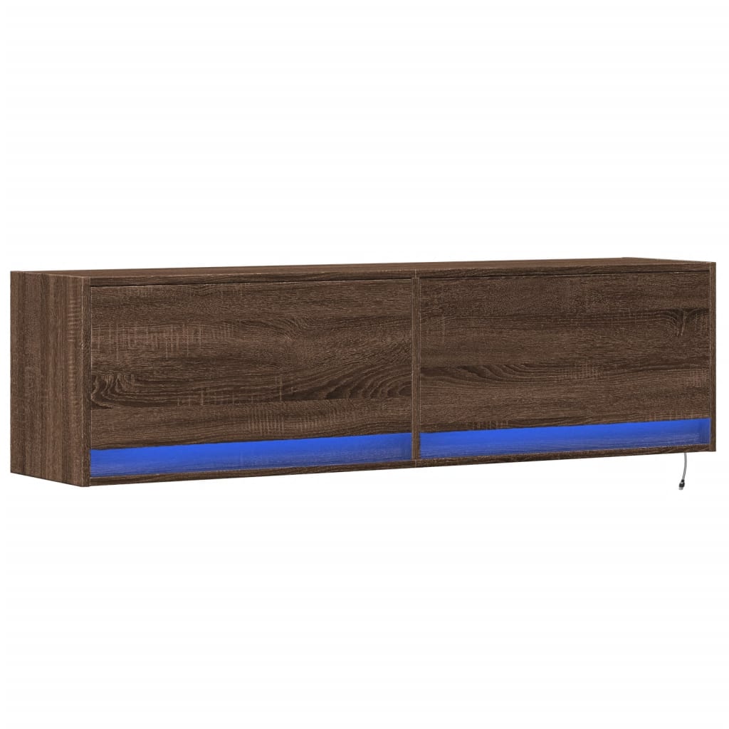 Zidni TV ormarić LED smeđa boja hrasta 140x31x38 cm