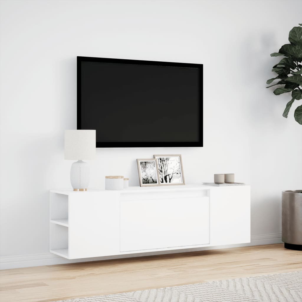 Zidni TV ormarić s LED svjetlima bijeli 135x31x39,5 cm
