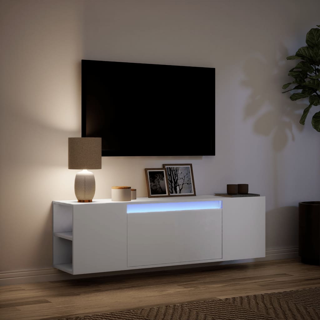Zidni TV ormarić s LED svjetlima bijeli 135x31x39,5 cm
