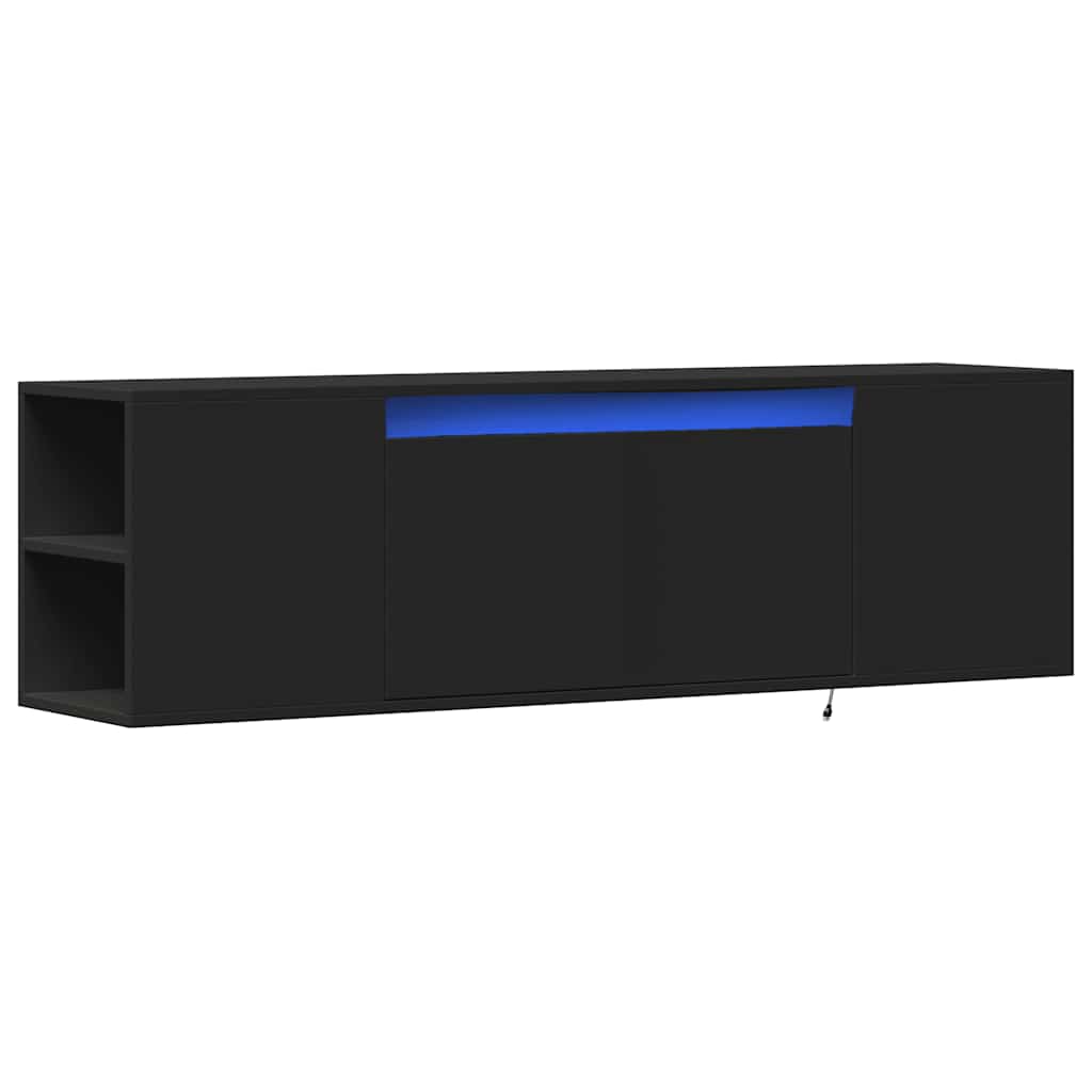 Zidni TV ormarić s LED svjetlima crni 135x31x39,5 cm