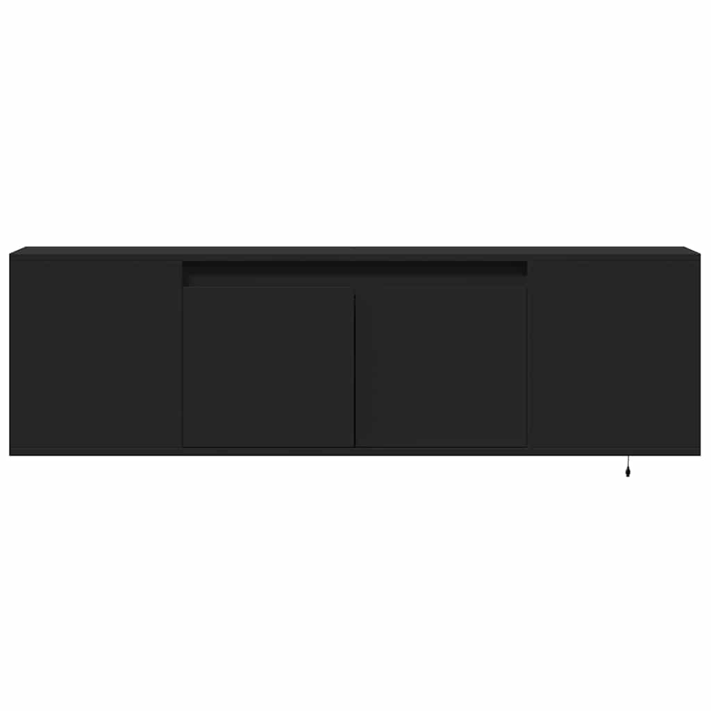 Zidni TV ormarić s LED svjetlima crni 135x31x39,5 cm