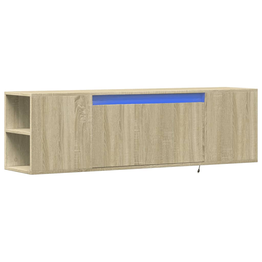 Zidni TV ormarić s LED svjetlima boja hrasta 135x31x39,5 cm