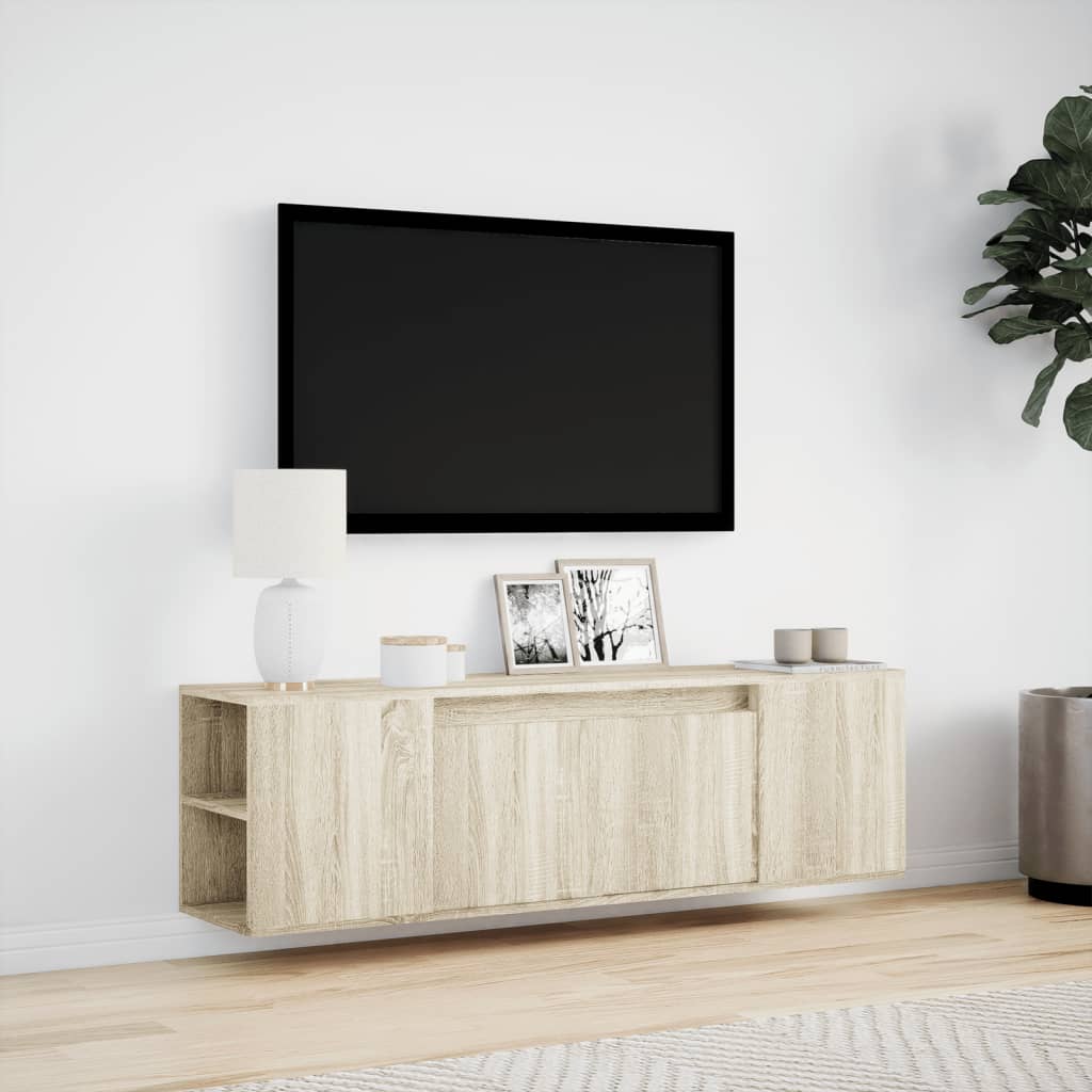 Zidni TV ormarić s LED svjetlima boja hrasta 135x31x39,5 cm
