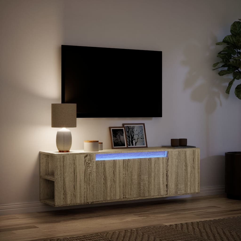 Zidni TV ormarić s LED svjetlima boja hrasta 135x31x39,5 cm
